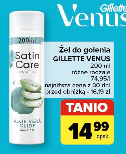 Żel do golenia sensitive skin Gillette satin care promocja