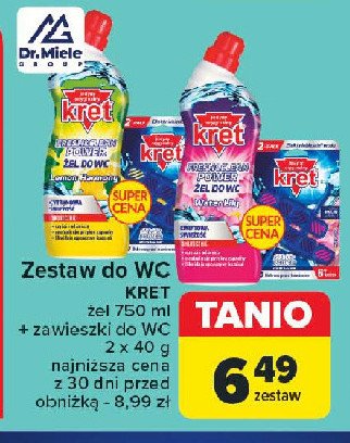 Żel do wc lemon 750 ml + zawieszka do wc 2 x 40 g Kret promocja