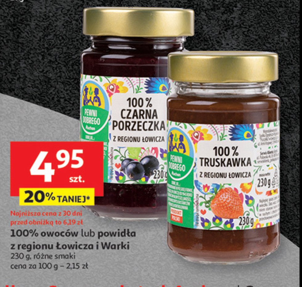 Czarna porzeczka 100% z regionu 艂owicza Auchan pewni dobrego promocja