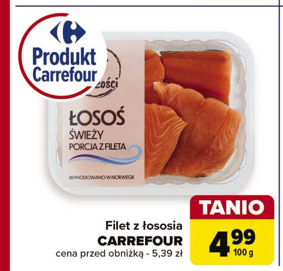 Łosoś porcje z fileta Carrefour targ świeżości promocja