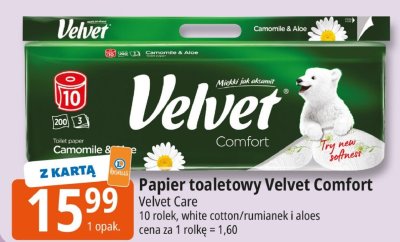 Papier toaletowy Velvet Comfort Velvet Care 10 rolek promocja w Leclerc
