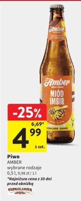Piwo AMBER wybrane rodzaje promocja w Intermarche