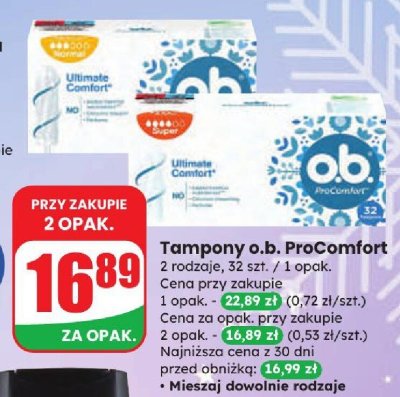 Tampony ProComfort, 2 rodzaje promocja w Dino