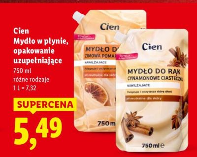 Mydło w płynie, opakowanie uzupełniające Cien promocja w Lidl