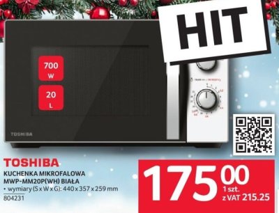 Kuchenka mikrofalowa Toshiba MWP-MM20PFVW biała promocja w Selgros