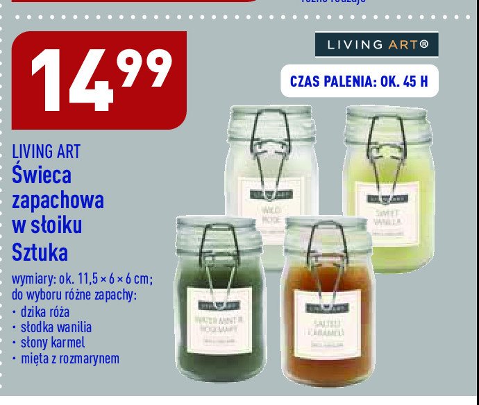 Świeca zapachowa w słoiku dzika róża Living art promocja