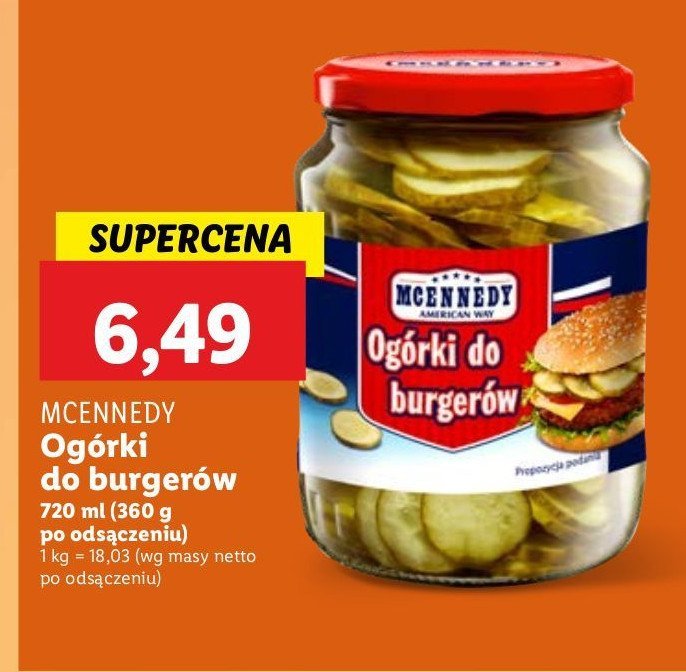 Og贸rki w plastrach do hamburger贸w Mcennedy promocja