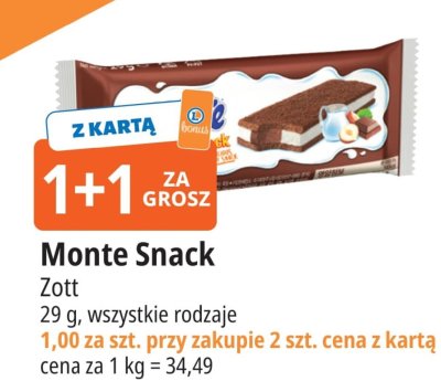 Baton Monte Snack Zott wszystkie rodzaje promocja w Leclerc