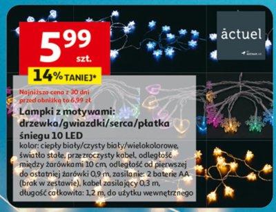 Lampki z motywami: drzewka/gwiazdki/serca/płatka śniegu 10 LED promocja w Auchan