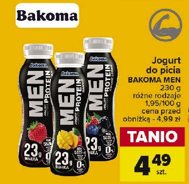 Jogurt owoce leśne wysokoproteinowy Bakoma men promocja