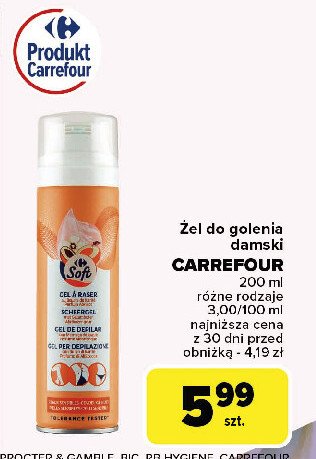 Żel do golenia Carrefour soft promocja w Carrefour