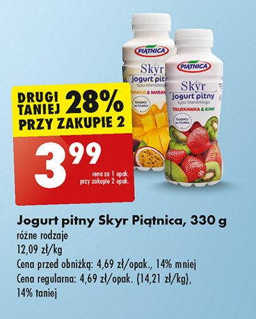 Jogurt pitny mango i marakuja Piątnica skyr promocja