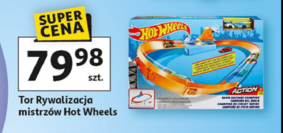 Tor samochodowy rywalizacja mistrzów Hot wheels promocja w Auchan