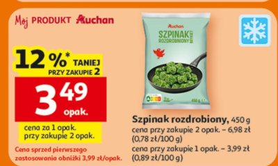 Szpinak rozdrobniony promocja w Auchan