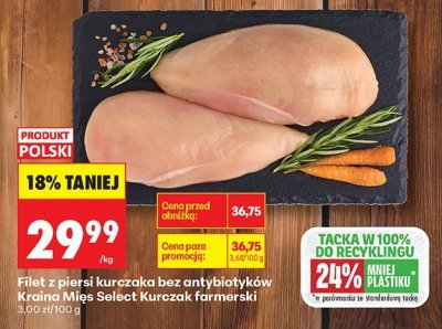 Filet z piersi kurczaka bez antybiotyków Kraina Mięs Select Kurczak farmerski promocja w Biedronka