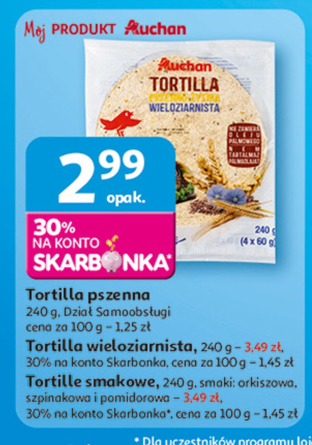 Tortilla wieloziarnista Auchan promocja w Auchan