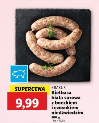 Kiełbasa biała z boczkiem i czosnkiem niedźwiedzim Krakus animex promocja