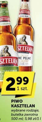 Piwo Kasztelan wybrane rodzaje butelka 500 ml, 5,98 zł/l promocja w Euro Sklep