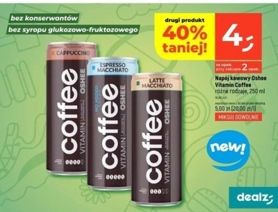 Napój kawowy Oshee Vitamin Coffee, różne rodzaje, 250 ml promocja w Dealz