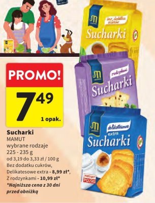 Sucharki MAMUT wybrane rodzaje promocja w Intermarche
