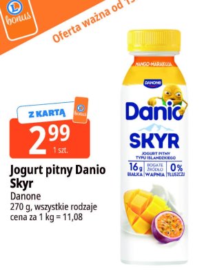 Jogurt pitny Danio Skyr mango-marakuja promocja w Leclerc