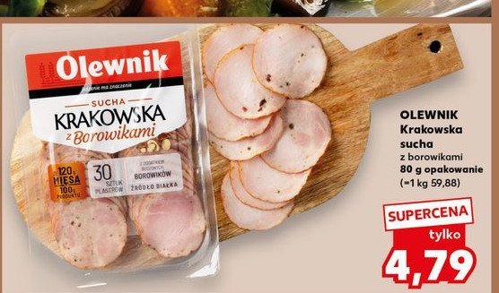 Kiełbasa krakowska sucha z borowikami Olewnik promocja w Kaufland