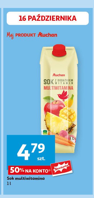 Sok multiwina z dodatkiem witamin Auchan różnorodne (logo czerwone) promocja