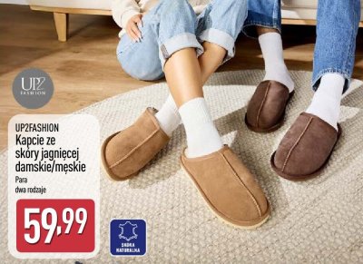 Kapcie ze skóry jagnięcej damskie/męskie, 2 rodzaje promocja w Aldi