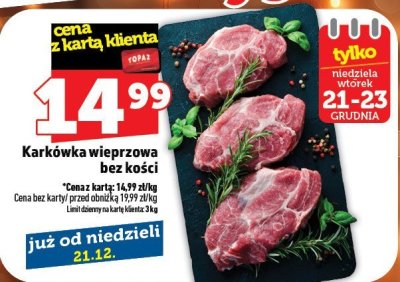 Karkówka wieprzowa bez kości promocja w TOPAZ