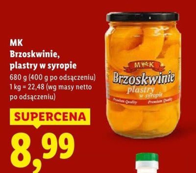 Brzoskwinie plastry w syropie  promocja w Lidl