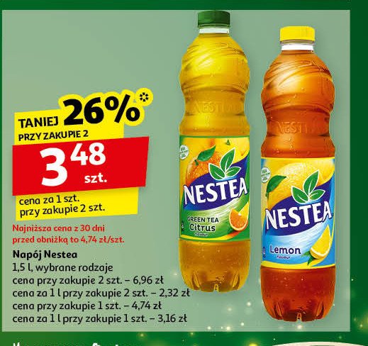 Herbata mrożona green tea citrus Nestea promocja w Auchan