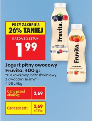 Jogurt pitny owocowy, 400g, różne rodzaje promocja w Biedronka