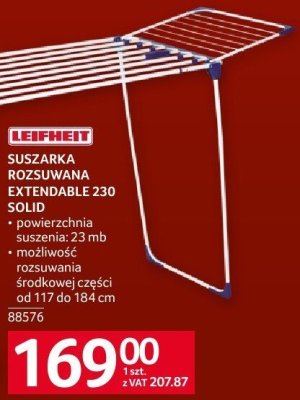 Suszarka LEIFHEIT SUSZARKA ROZSUWANA EXTENDABLE 230 SOLID promocja w Selgros