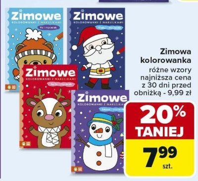 Zimowa kolorowanka różne wzory promocja w Carrefour