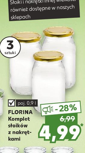 Słoiki z nakrętkami poj. 900 ml Florina (florentyna) promocja