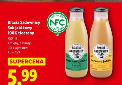 Sok jabłkowy 100% tłoczony z mango  promocja w Lidl