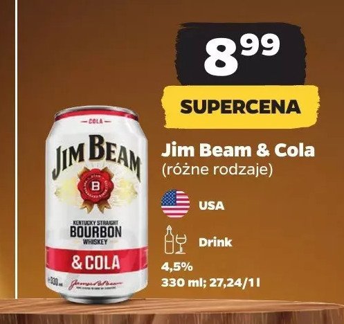 Drink Jim beam & cola promocja w Netto