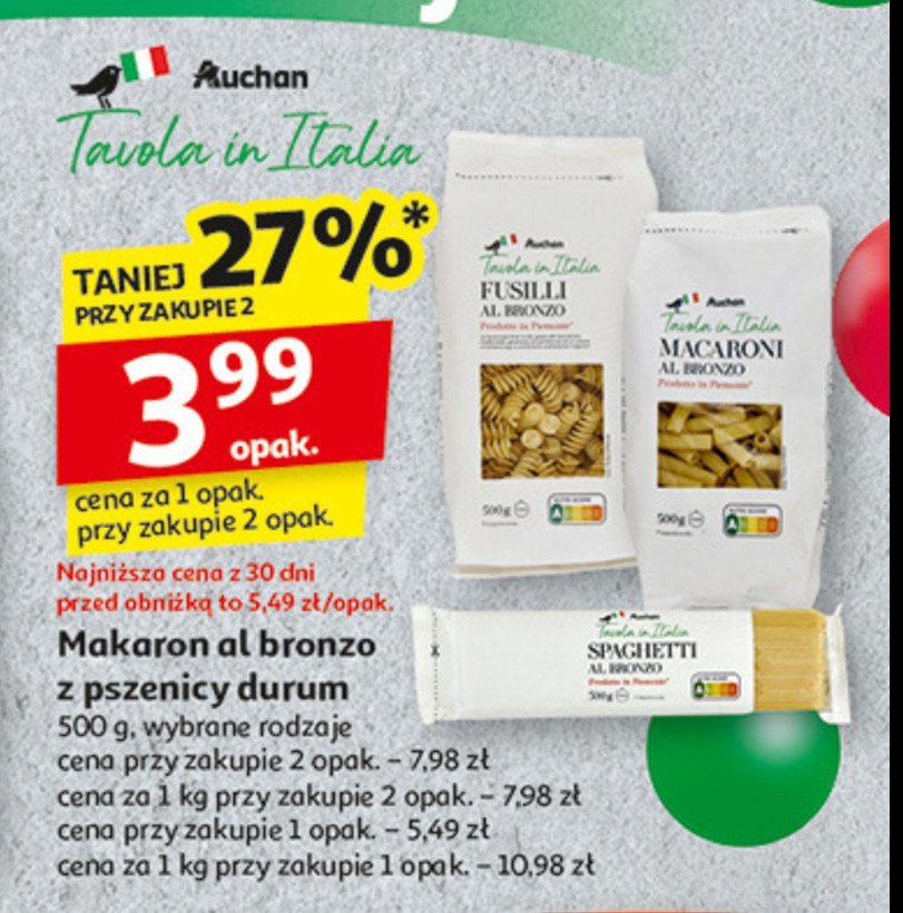 Makaron fusilli promocja w Auchan