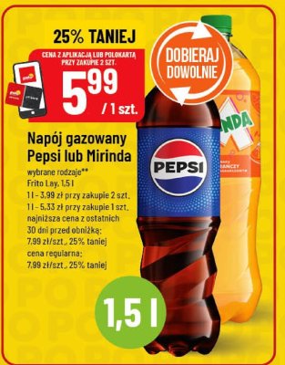 Napój gazowany Pepsi lub Mirinda wybrane rodzaje Frito Lay promocja w POLOmarket