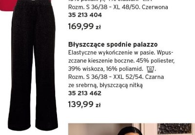 Błyszczące spodnie palazzo czarne promocja w Tchibo