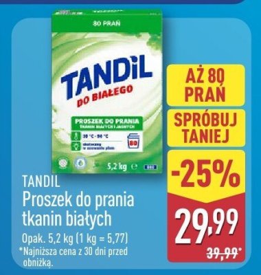 Proszek do prania TANDIL tkanin białych promocja w Aldi