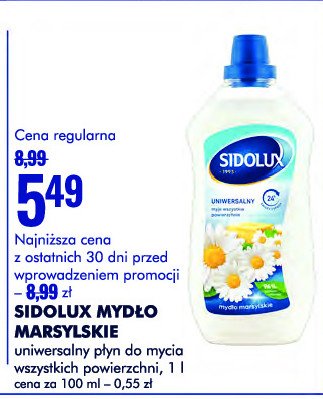 Płyn do mycia Sidolux Uniwersalny -  mydło marsylskie promocja