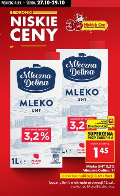 Mleko UHT 3,2% Mleczna Dolina 1l promocja w Biedronka