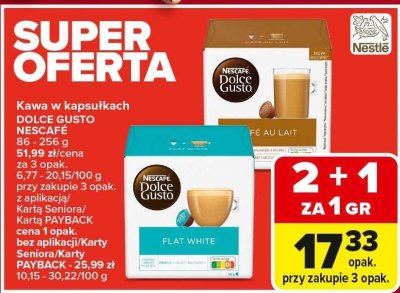 Kawa w kapsułkach DOLCE GUSTO NESCAFE różne rodzaje 86-256g promocja w Carrefour