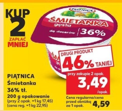 Śmietana PIĄTNICA Śmietanka 36% tł. 200 g promocja w Kaufland