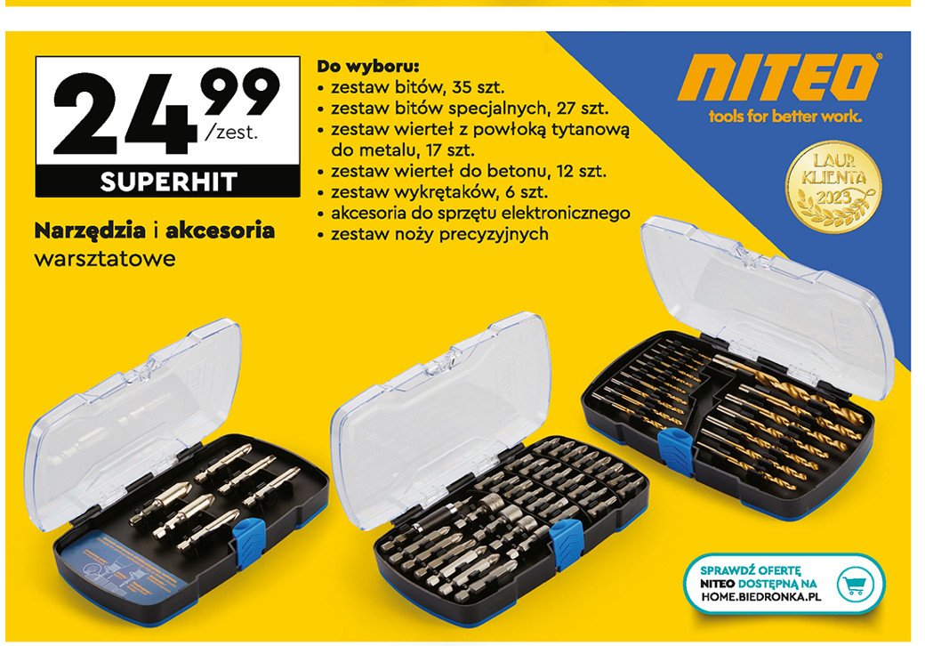 Zestaw bitów specjalnych Niteo tools promocja w Biedronka