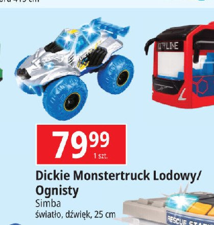 Monstertruck lodowy 25 cm Dickie toys promocja w Leclerc