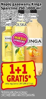 Napój gazowany Kinga Sparkling 250-1000 ml cytryna pomarańcza puszka szkło OSHEE POLSKA promocja w Prim Market