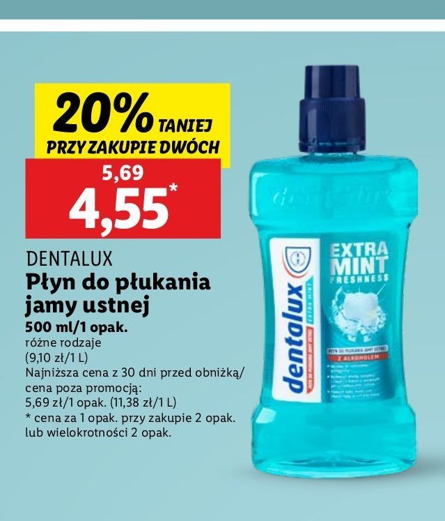 Płyn do płukania jamy ustnej extra mint Dentalux promocja