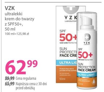 Krem do twarzy ultralekki z SPF50+ VZK promocja w Hebe